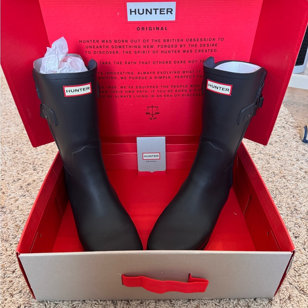 Hunter Refined Black & Slate mid-calf boots
